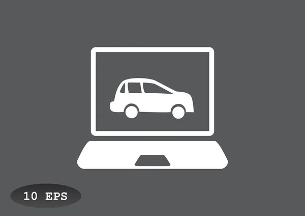 Laptop mit Auto auf dem Bildschirm — Stockvektor