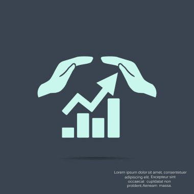 Eller simgesini içeren yükselen grafiği