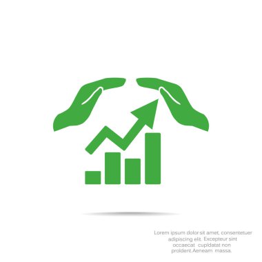 Eller simgesini içeren yükselen grafiği