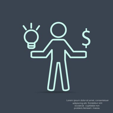 İnsan ve ampul basit simgesi