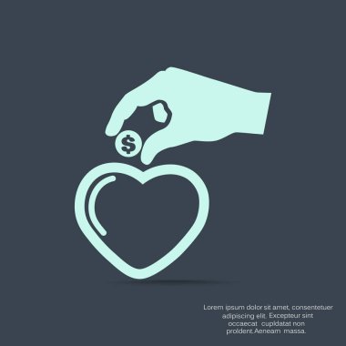 Kalp içine para koyarak el