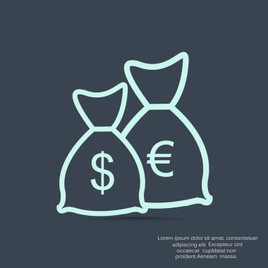 Carrency sembolleri ile para çanta