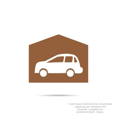 Garajda araba basit simgesiyle