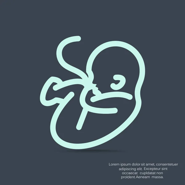 Embrión bebé con símbolo umbilical — Vector de stock
