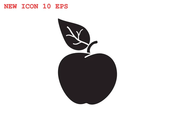Manzana con icono de hoja web — Vector de stock