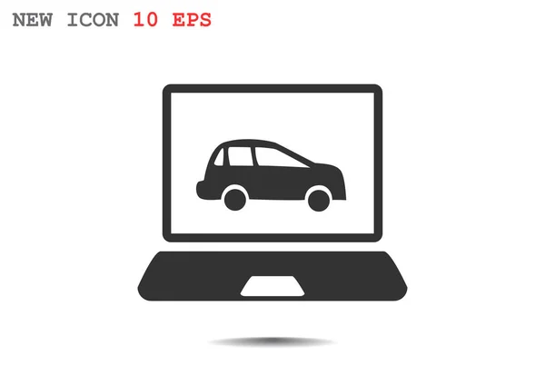 Přenosný počítač s autem na obrazovce — Stockový vektor