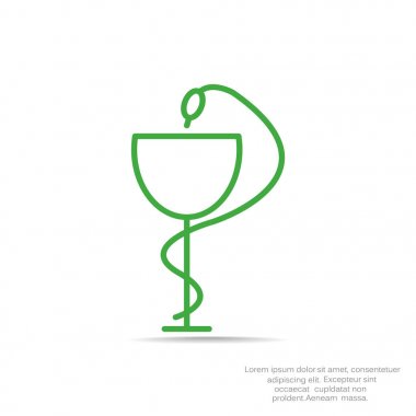 Eczane sembolü tıbbi yılan ve bardak.