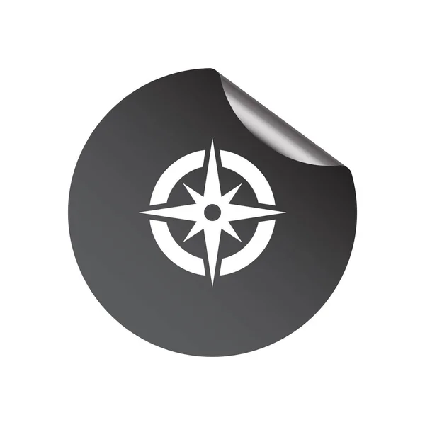 Kompas ikon web dengan mawar angin - Stok Vektor