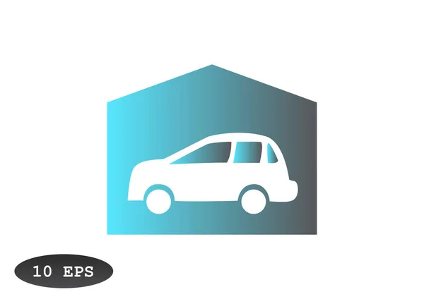 Garage avec voiture icône simple — Image vectorielle