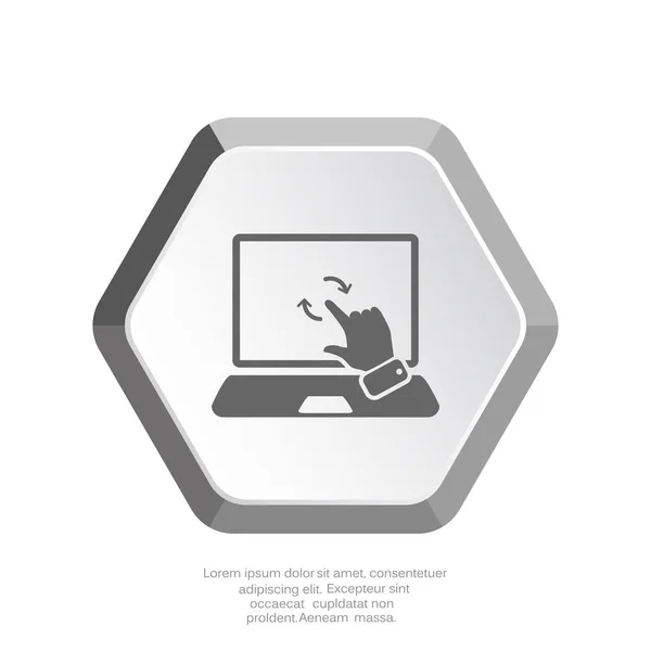 Pantalla táctil en el icono web del ordenador portátil — Vector de stock