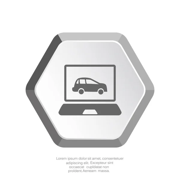 Portátil con coche en pantalla — Vector de stock
