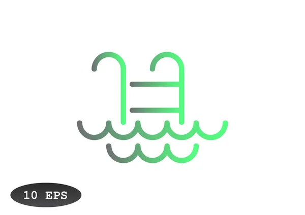 Pool ladder with waves icon — Stock Vector