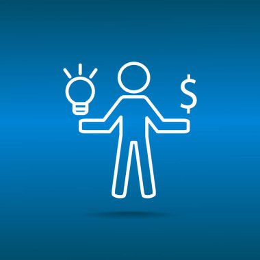 İnsan ve ampul basit simgesi