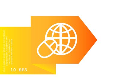 Dünya sembolü ve bilgisayar fare simgesi