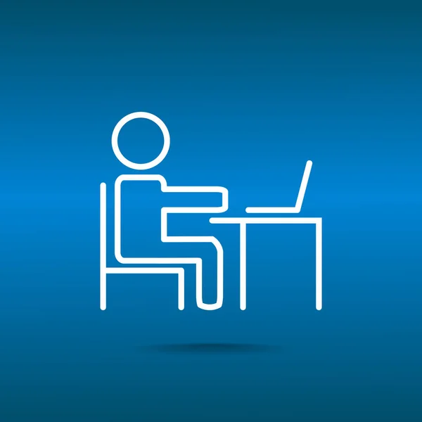 Mann am Tisch mit Laptop-Symbol — Stockvektor