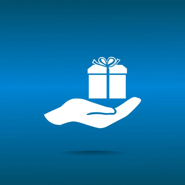 Caja de regalo en la mano icono web — Archivo Imágenes Vectoriales
