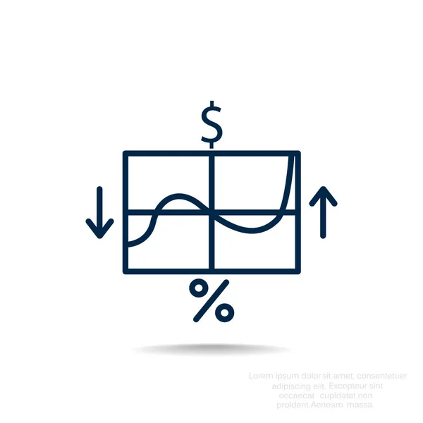 Linia na wykresie ikona — Wektor stockowy