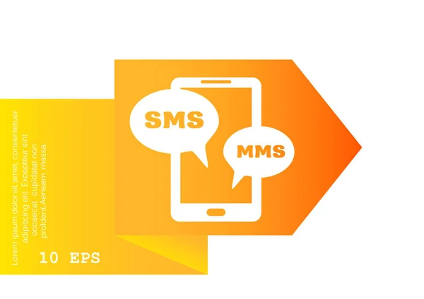 Smartphone con icono de burbujas sms — Vector de stock