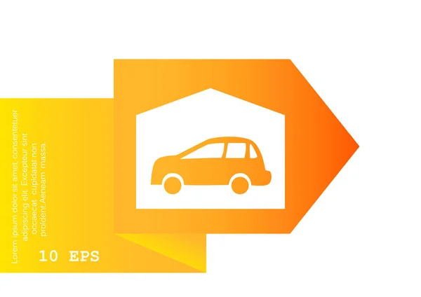 Garaje con coche icono simple — Vector de stock