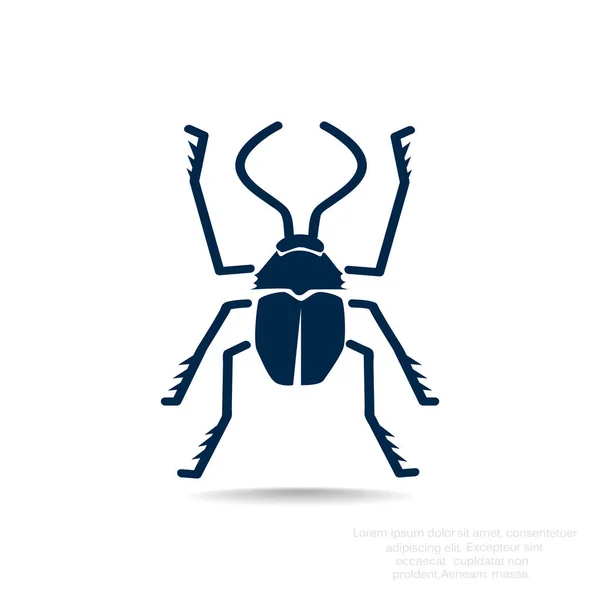 Bug symbol with outline beetle — Stock Vector