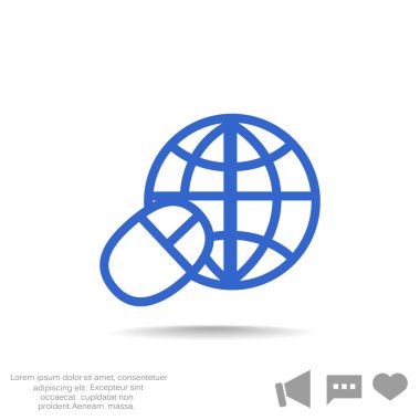 Dünya sembolü ve bilgisayar fare simgesi