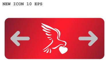 kalp web simgesi ile güvercin. 