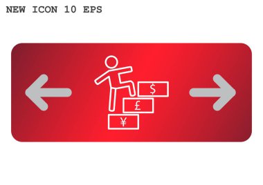 Para birimi simgeleri ile merdivenlerde insan tırmanıyor