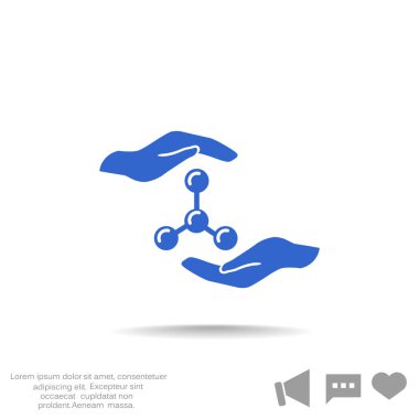 Web simgesi moleküler bileşik ve eller