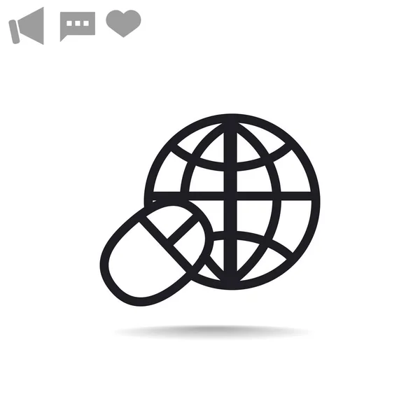 Símbolo del mundo e icono del ratón ordenador — Vector de stock