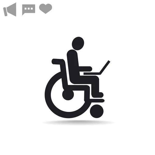 Personne handicapée avec ordinateur portable — Image vectorielle
