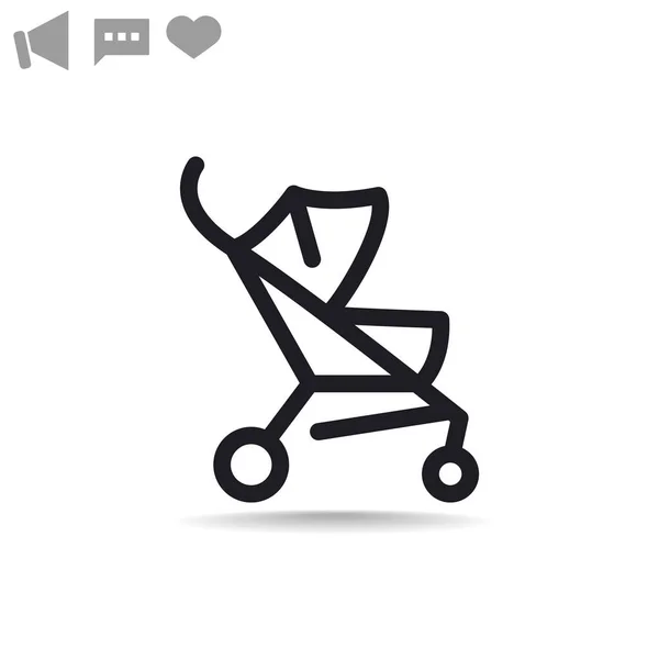 Basit bebek arabası anahat web simgesi — Stok Vektör