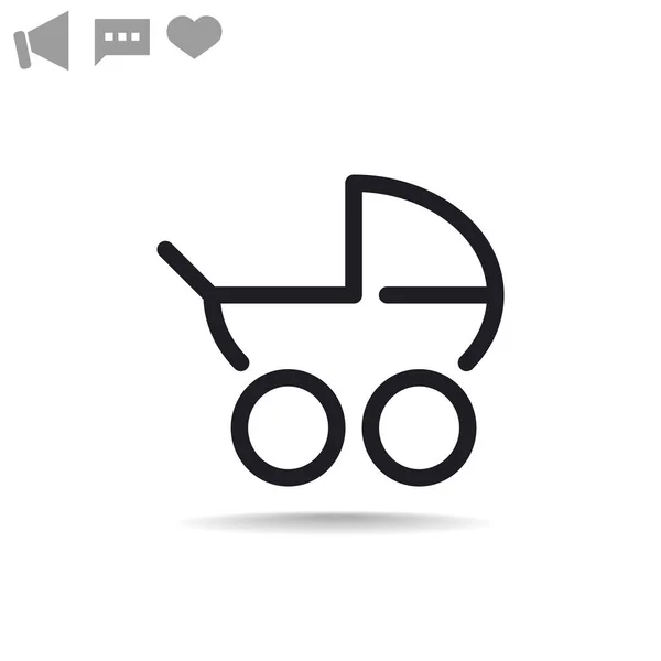 Simple cochecito contorno icono web — Vector de stock