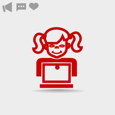   dizüstü web simgesi ile kız.