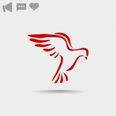 Güvercin ile kalp basit simgesi