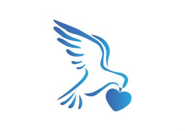 Güvercin ile kalp basit simgesi