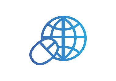 Dünya sembolü ve bilgisayar fare simgesi