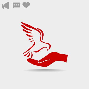 Güvercin ile kalp basit simgesi