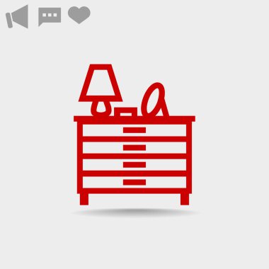 Çekmeceli lamba ve bir ayna ile