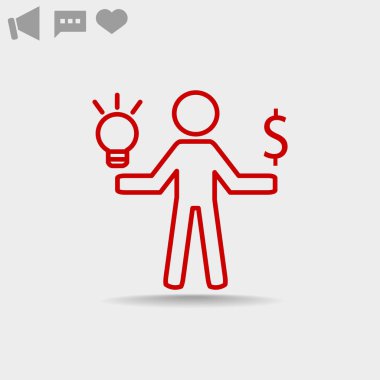 İnsan ve ampul basit simgesi