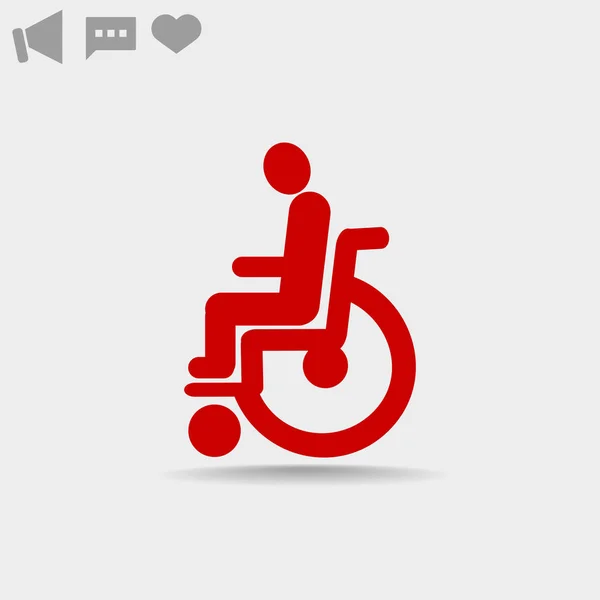 Handicapés sur fauteuil roulant icône simple — Image vectorielle