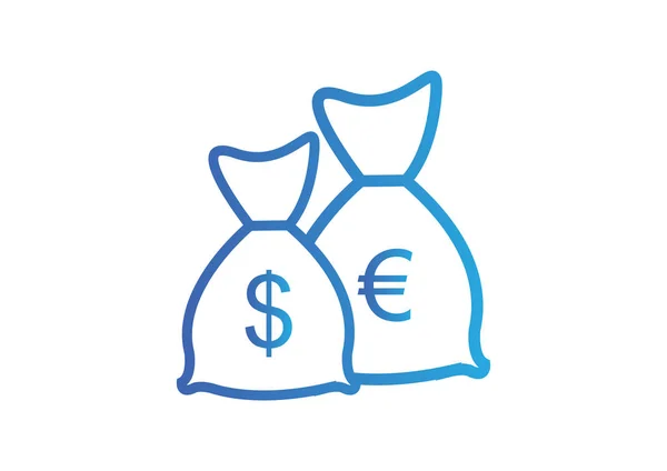 Sacs d'argent avec symboles de carrency — Image vectorielle