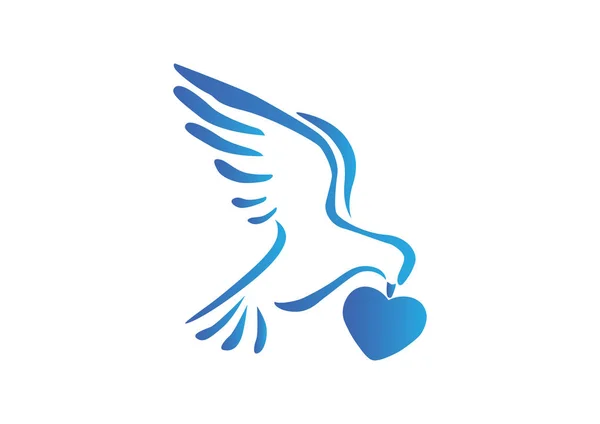 Голубь с сердцем простая иконка — стоковый вектор