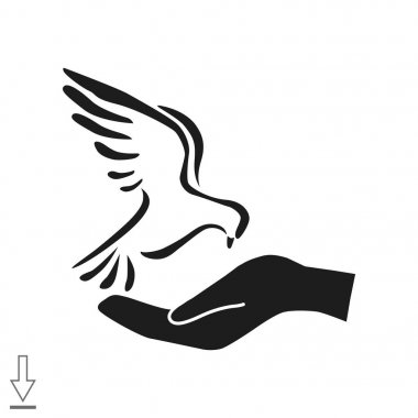 kalp web simgesi ile güvercin. 