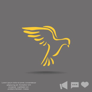 kalp web simgesi ile güvercin. 