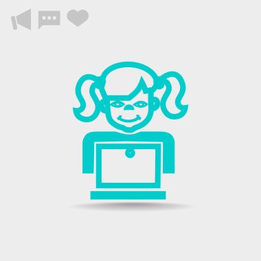   dizüstü web simgesi ile kız.