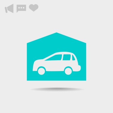 Garajda araba basit simgesiyle