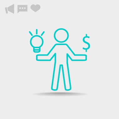 İnsan ve ampul basit simgesi