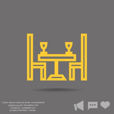 Masa, iki sandalye ve boş gözlük