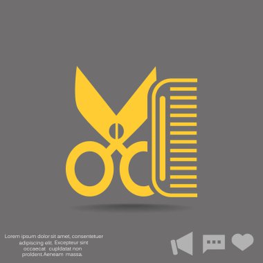 Tarak ve makas basit simgesi