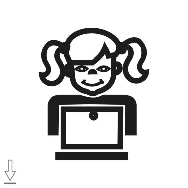   dizüstü web simgesi ile kız.